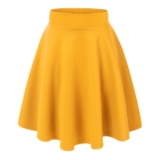 Women’s Versatile Stretchy Flared Casual Skater Skirt – Large – Yellow
