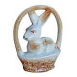Decorative Collectable Porcelain Hand-Painted Figurines – Porcelain-Animal-Basket-Bunny