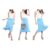 Women’s Solid Lightweight Flare Midi Pull-on Skirt – Aqua – Medium