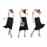 Women’s Solid Lightweight Flare Midi Pull-on Skirt – Black – Small