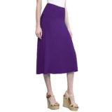 Women’s Solid Lightweight Flare Midi Pull-on Skirt – Dark Purple – XL