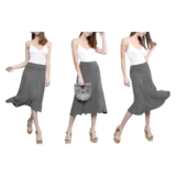 Women’s Solid Lightweight Flare Midi Pull-on Skirt – Dark Heather Grey – Small
