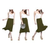 Women’s Solid Lightweight Flare Midi Pull-on Skirt – Olive – Medium