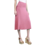 Women’s Solid Lightweight Flare Midi Pull-on Skirt – Pink – XL