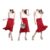Women’s Solid Lightweight Flare Midi Pull-on Skirt – Red – 3XL