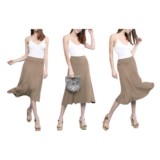 Women’s Solid Lightweight Flare Midi Pull-on Skirt – Taupe – Small