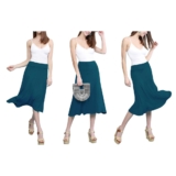 Women’s Solid Lightweight Flare Midi Pull-on Skirt – Teal – 2XL
