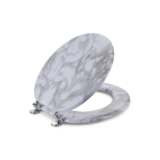 Round Toilet Seat with Easy Clean & Change Hinge – Gray