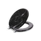 Round Toilet Seat with Easy Clean & Change Hinge – Black