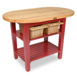 Elliptical C-Table With 1-1/2″ Thick Edge Grain Top – 72″ x 30″ x 1-1/2″ – With 2 Shelves – Natural Maple