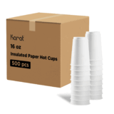 Karat 16oz Insulated Paper Hot Cups (90mm), White – 500 pcs