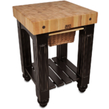 25″ x 24″ x 4″ Maple Gathering Block With Lower Shelf And 1 Wicker Basket – Caviar Black