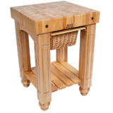 25″ x 24″ x 4″ Maple Gathering Block With Lower Shelf And 1 Wicker Basket – Natural Maple