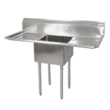 18GA Compartment Sinks, 1-Bowl, 2 Drainboard, 12″ Deep Bowl (E-SERIES) – 16″ x 20″ x 12″