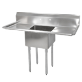 18GA Compartment Sinks, 1-Bowl, 2 Drainboard, 12″ Deep Bowl (E-SERIES) – 18″ x 18″ x 12″