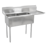 18GA Compartment Sinks, 2-Bowl, 1 Drainboard, 12″ Deep Bowl (E-SERIES) – 18″ x 18″ x 12″ – RH
