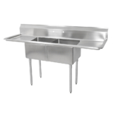 18GA Compartment Sinks, 2-Bowl, 2 Drainboard, 12″ Deep Bowl (E-SERIES) – 16″ x 20″ x 12″ – LH & RH – 18″