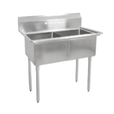 18GA Compartment Sinks, 2-Bowl, Without Drainboard, 12″ Deep Bowl (E-Series) – 16″ x 20″ x 12″