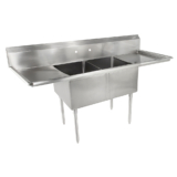 18GA Compartment Sinks, 2-Bowl, 2 Drainboard, 14″ Deep Bowl (E-SERIES)