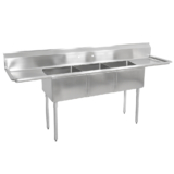 18GA Compartment Sinks, 3-Bowl, 2 Drainboard, 12″ Deep Bowl (E-Series) – 12″ x 20″ x 12″ – 12″
