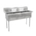 18GA Compartment Sinks, 3-Bowl, Without Drainboard, 12″ Deep Bowl (E-Series) – 16″ x 20″ x 12″