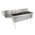 18GA Compartment Sinks, 3-Bowl, 1 Drainboard, 14″ Deep Bowl (E-SERIES) – 18″ x 24″ x 14″ – RH – 24″