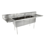 18GA Compartment Sinks, 3-Bowl, 2 Drainboard, 14″ Deep Bowl (E-Series) – 18″ x 18″ x 14″ – 24″