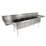 18GA Compartment Sinks, 4-Bowl, 2 Drainboard, 14″ Deep Bowl (E-Series)