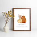‘Grateful’ Wall Art with Pumpkin Graphic