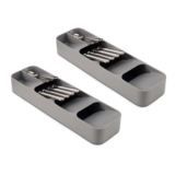 Cheer CollectionÂ® Compact Kitchen Drawer Cutlery Organizer (2-Pack) – White