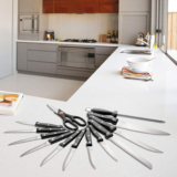 Cheer Collection 13-Piece Kitchen Knife Set with Wooden Block