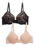 Bcbgmaxazria Women’s 2-pack Push Up Bra Set – Black Nude