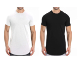 Men’s Short-Sleeve Longline Crew Neck T-Shirts (2-Pack) – Small