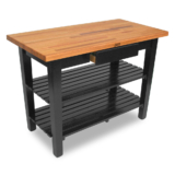 Blended Oak Classic Country Work Table With 1-1/2″ Thick Top – 60″ x 25″ x 1-1/2″ – Caviar Black