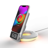 Rexing 3-in-1 Wireless Charging Station | Touch Control | Table Lamps for Home and Office | Desk Lamp with Cable | 15W Qi-certified Charging | Alarm C