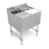Mixology Station, 21″ Width x 24″ Length, Includes Dump Sink, Glass Rinser, Dipper Well & Poly Cutting Board (Underbar)