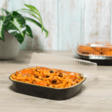 Karat 48 oz Black and Gold Aluminum Pans with PET Dome Lids – 50 sets