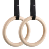 Wood Gymnastic Rings with Straps and Buckles
