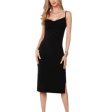 Bobi Cowl Midi Dress – Black.