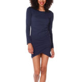 Bobi Scoop Neck Shirred Mini Dress – Dark Navy.