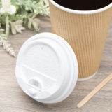Karat 90mm Enclosure Lid for 10-24oz Hot Cups, White – 1,000 pcs