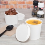 Karat 96mm Paper Lid for 6-16 oz Gourmet Paper Cold/Hot Food Containers – 1,000 pcs