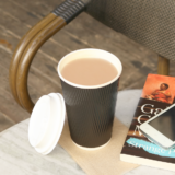 Karat 16oz Ripple Paper Hot Cups (90mm), Black – 500 pcs