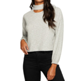 Chaser Rib Blouson Sleeve Pullover – Heather Grey.