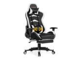 Reclining Swivel Massage Office/Gaming Chair with Footrest – White