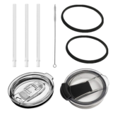 Spill-Proof 30-Ounce Replacement Tumbler Lid, 2 O-Rings, and 3 Straws (2-Pack)