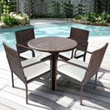 GoplusÂ® Cushioned Outdoor Patio Rattan Dining Chairs (Set of 4)