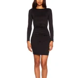 Susana Monaco Crew Gathered Mini Dress – Black.